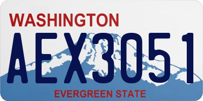 WA license plate AEX3051