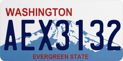 WA license plate AEX3132
