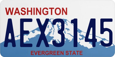 WA license plate AEX3145