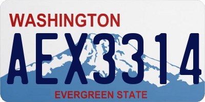 WA license plate AEX3314