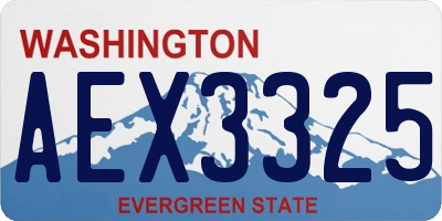 WA license plate AEX3325