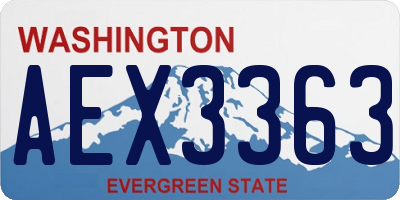 WA license plate AEX3363