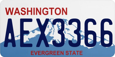 WA license plate AEX3366