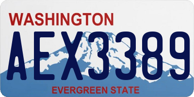 WA license plate AEX3389