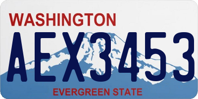 WA license plate AEX3453