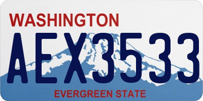 WA license plate AEX3533