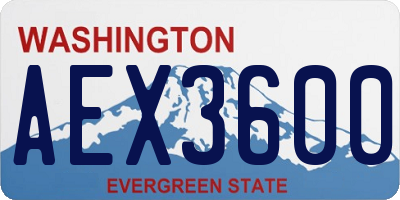 WA license plate AEX3600