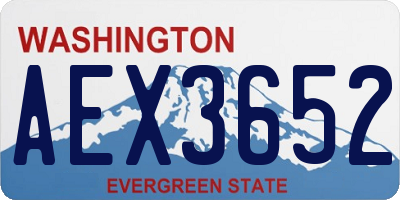 WA license plate AEX3652