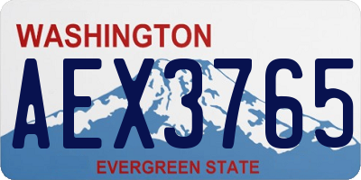 WA license plate AEX3765