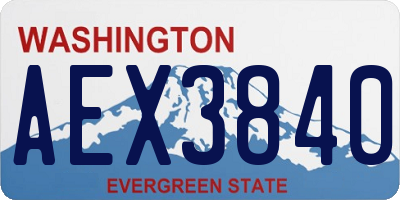 WA license plate AEX3840