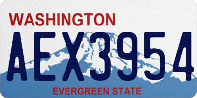 WA license plate AEX3954