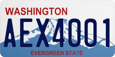 WA license plate AEX4001