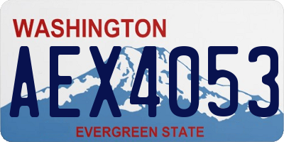 WA license plate AEX4053