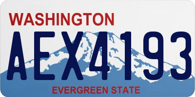 WA license plate AEX4193