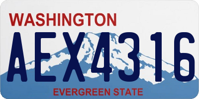 WA license plate AEX4316