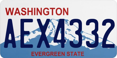 WA license plate AEX4332