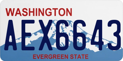 WA license plate AEX6643