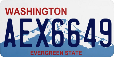 WA license plate AEX6649