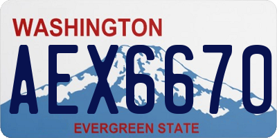 WA license plate AEX6670