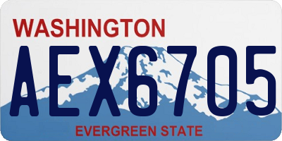 WA license plate AEX6705