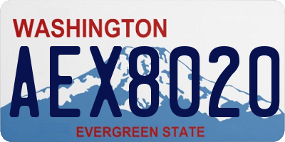 WA license plate AEX8020