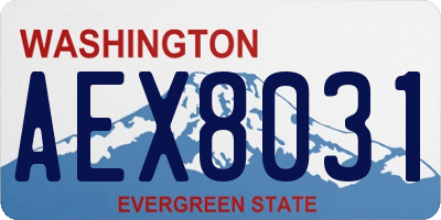 WA license plate AEX8031