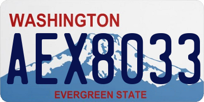 WA license plate AEX8033