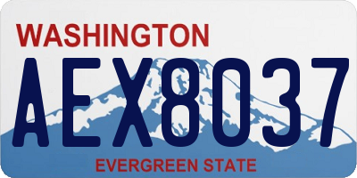 WA license plate AEX8037