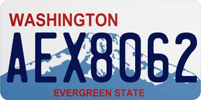 WA license plate AEX8062