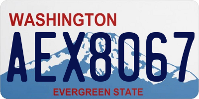 WA license plate AEX8067