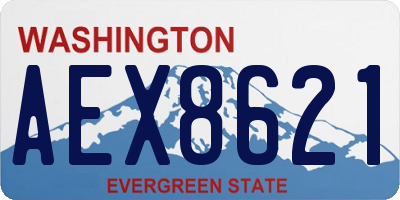WA license plate AEX8621