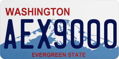 WA license plate AEX9000