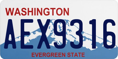 WA license plate AEX9316