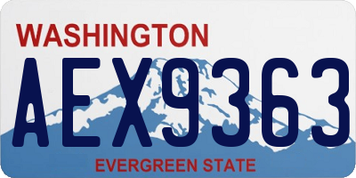 WA license plate AEX9363