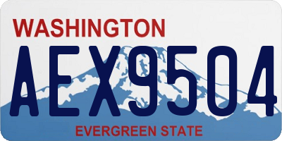 WA license plate AEX9504