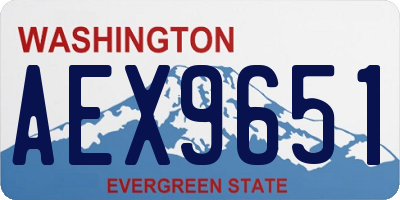 WA license plate AEX9651