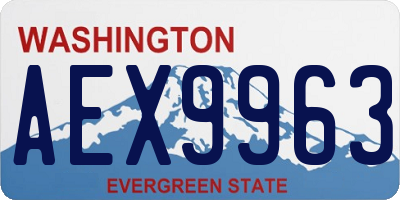 WA license plate AEX9963