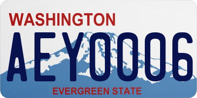 WA license plate AEY0006