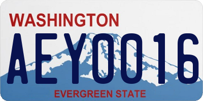 WA license plate AEY0016