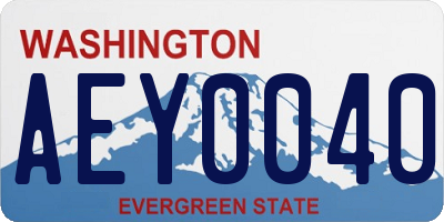 WA license plate AEY0040