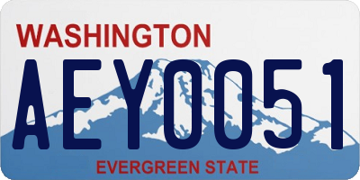 WA license plate AEY0051