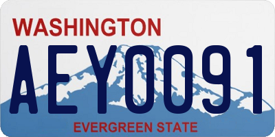 WA license plate AEY0091