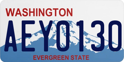 WA license plate AEY0130