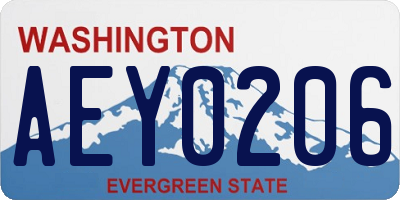 WA license plate AEY0206