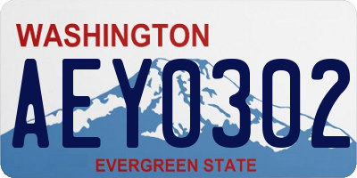WA license plate AEY0302