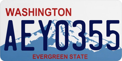 WA license plate AEY0355