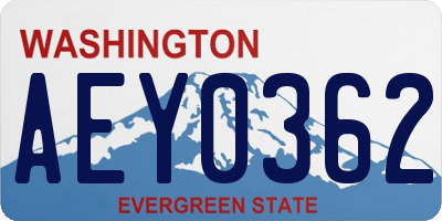 WA license plate AEY0362
