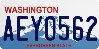 WA license plate AEY0562