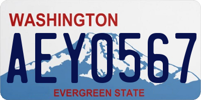 WA license plate AEY0567
