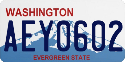 WA license plate AEY0602